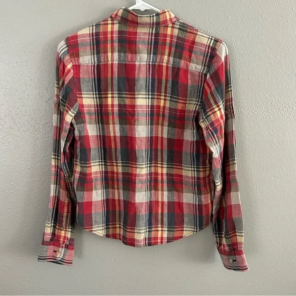 Ralph Lauren Women's Plaid 100% Linen Button Up Shirt S Petite Embroidered Logo - Picture 5 of 7